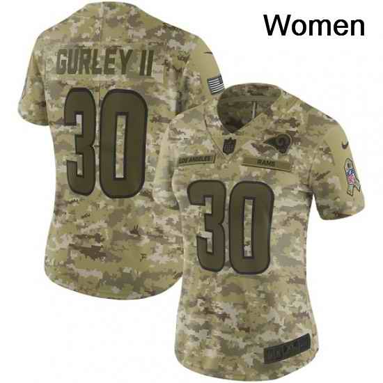 Womens Nike Los Angeles Rams 30 Todd Gurley Limited Camo 2018 Salute to Service NFL Jersey